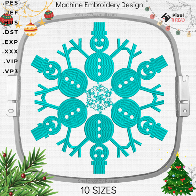 Snowman snowflakes, machine embroidery design. Embroidery for a Christmas present. a gift for loved ones Snowman snowflakes, machine embroidery design. Embroidery for a Christmas present. a gift for loved ones