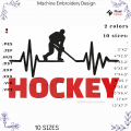 Hockey Player Heartbeat Machine Embroidery Design (Digital Download)